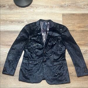 Elegant Midnight Blue Floral Blazer